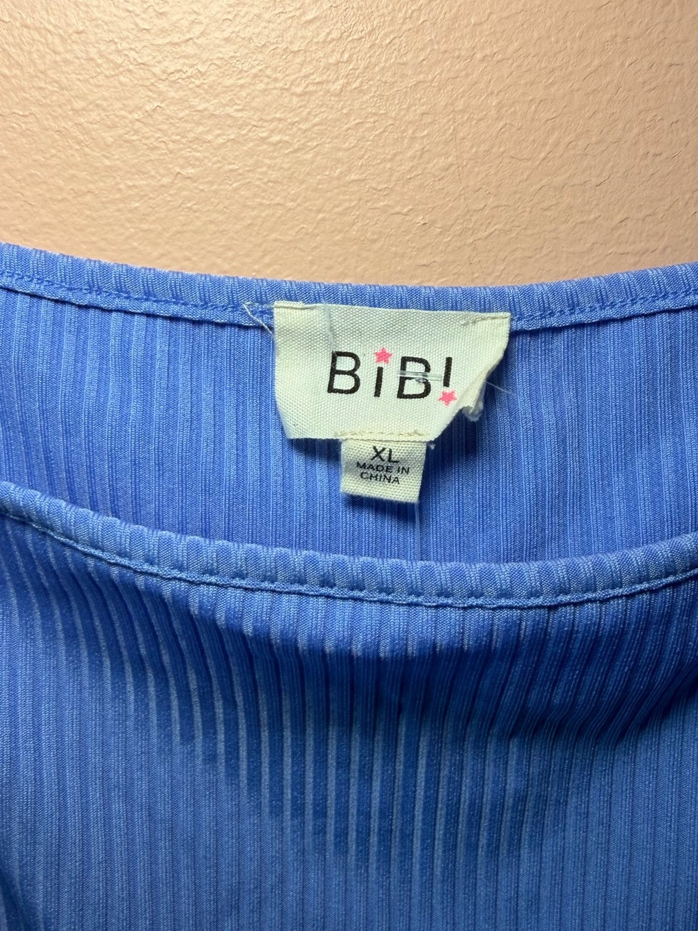 BiBi Light Blue Ribbed Tank with Ruffle Straps - Picture 3 of 3